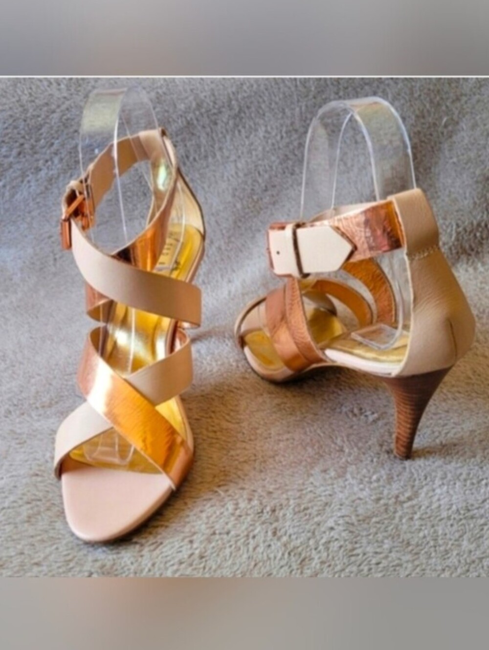 Ted Baker Rose Gold and Nude Strappy Mid-Heels